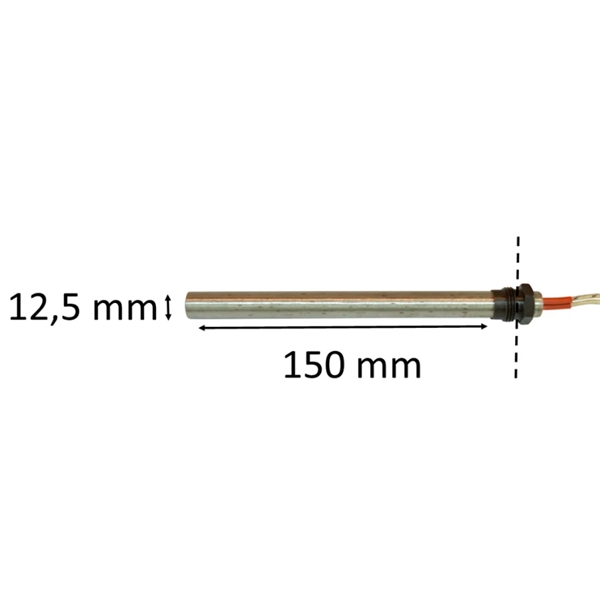 Zündkerze / Glühzünder mit Gewinde für Pelletofen: 12,5 mm x 150 mm x 350 Watt 3/8" Gewinde
